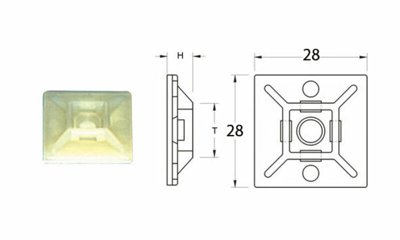 KABELBEVESTIGERS 28X28 MM -PACK X50 WIT