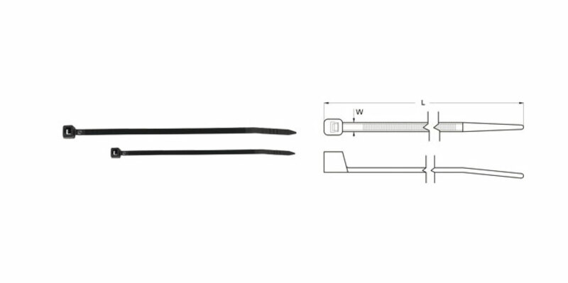 NYLON CABLE TIE 250 X 4.6 - PACK X100 BLACK