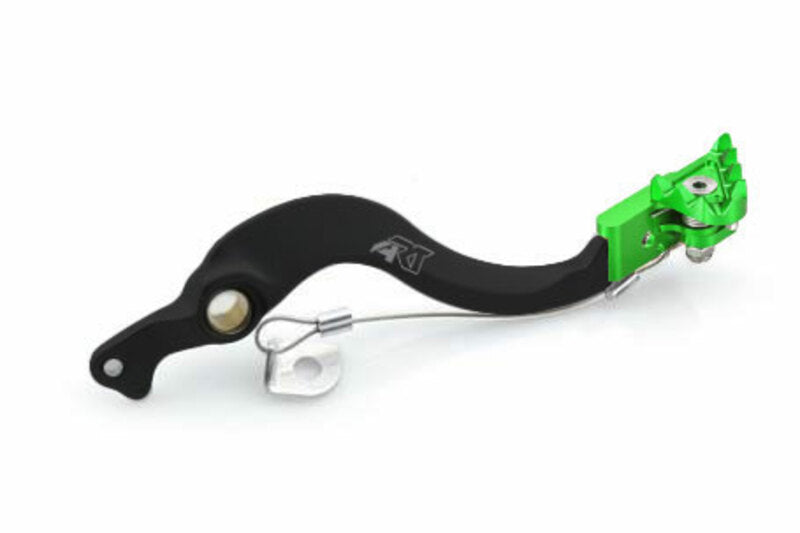 ART brake pedal Factory black anodized aluminum/green tip Kawasaki