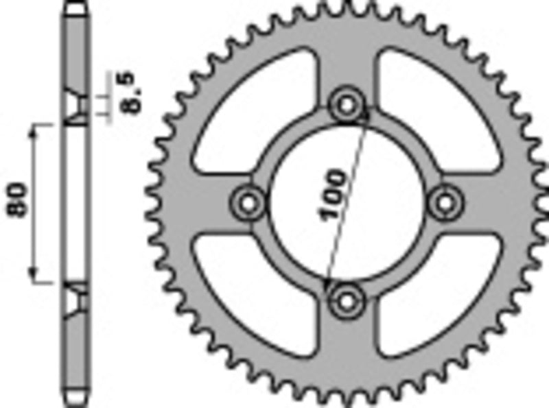 PBR Staal standaard achtertandwiel 238 - 420