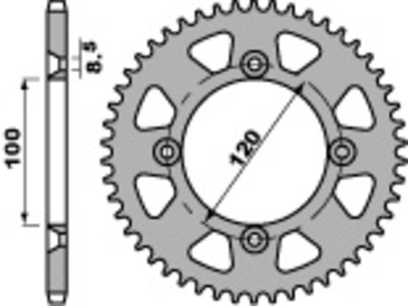 PBR Staal C45 standaard achtertandwiel 798 - 428