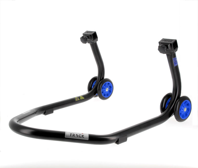 BIHR Home Track Paddock Stand Rear "V" Adapters Black with Blue Wheels