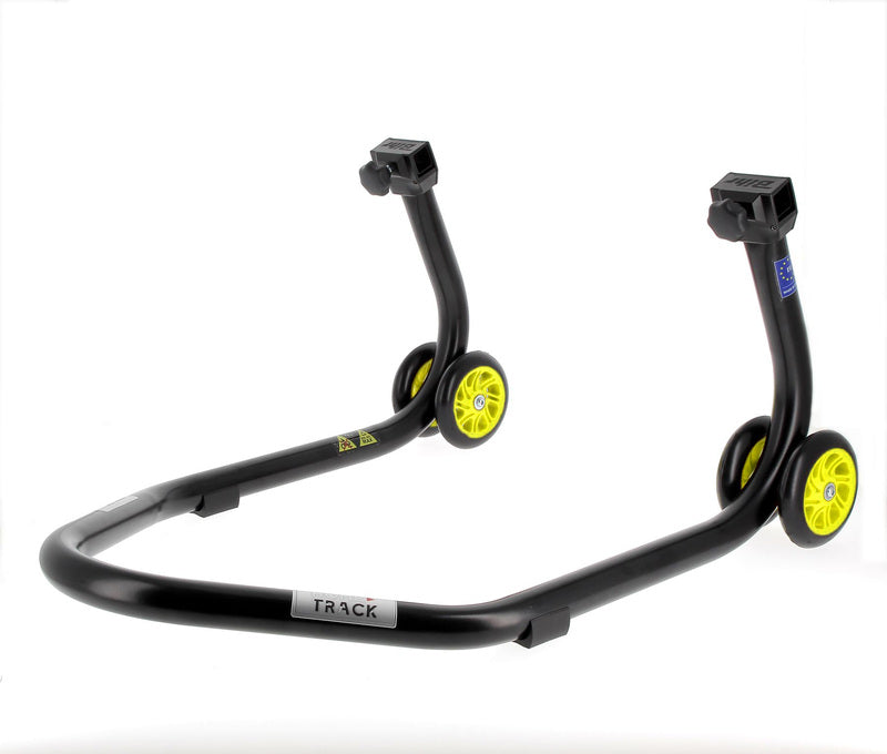 BIHR Home Track Paddock Stand Rear "V" Adapters Black with Yellow Wheels