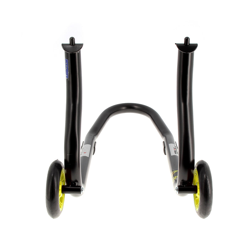 BIHR Home Track Paddock Stand Front Fixed Adapters Black with Yellow Wheels