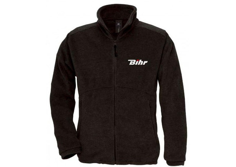 BLACK BIHR FLEECE JACKET S FULL ZIP SIZE S POWERING EMBROIDERY