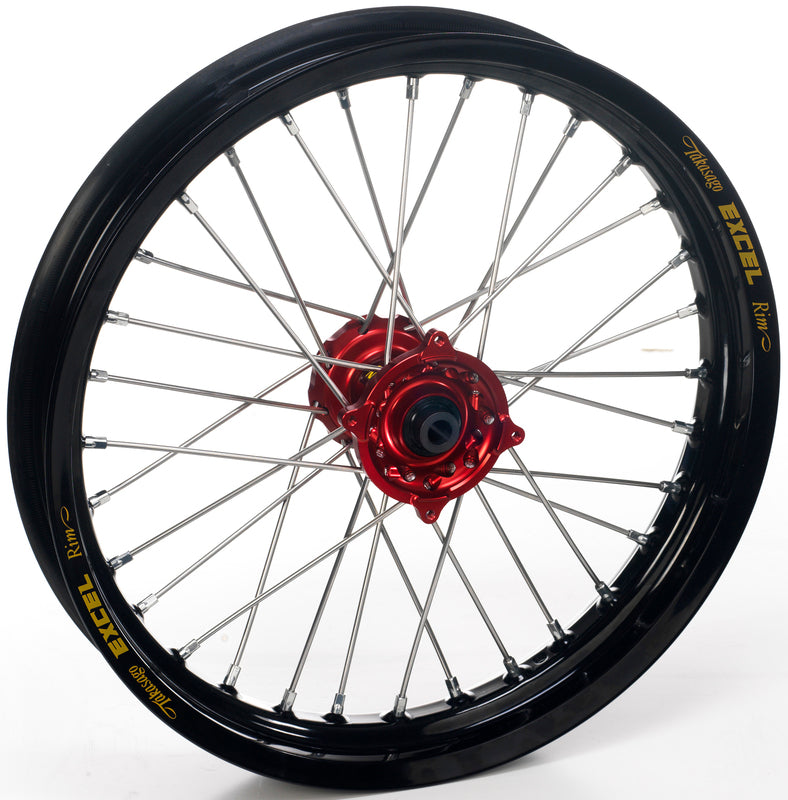 HAAN WHEELS Complete Front Wheel 19x1.40x32T Black Rim/Red Hub/Silver Spokes/Silver Spoke Nipples