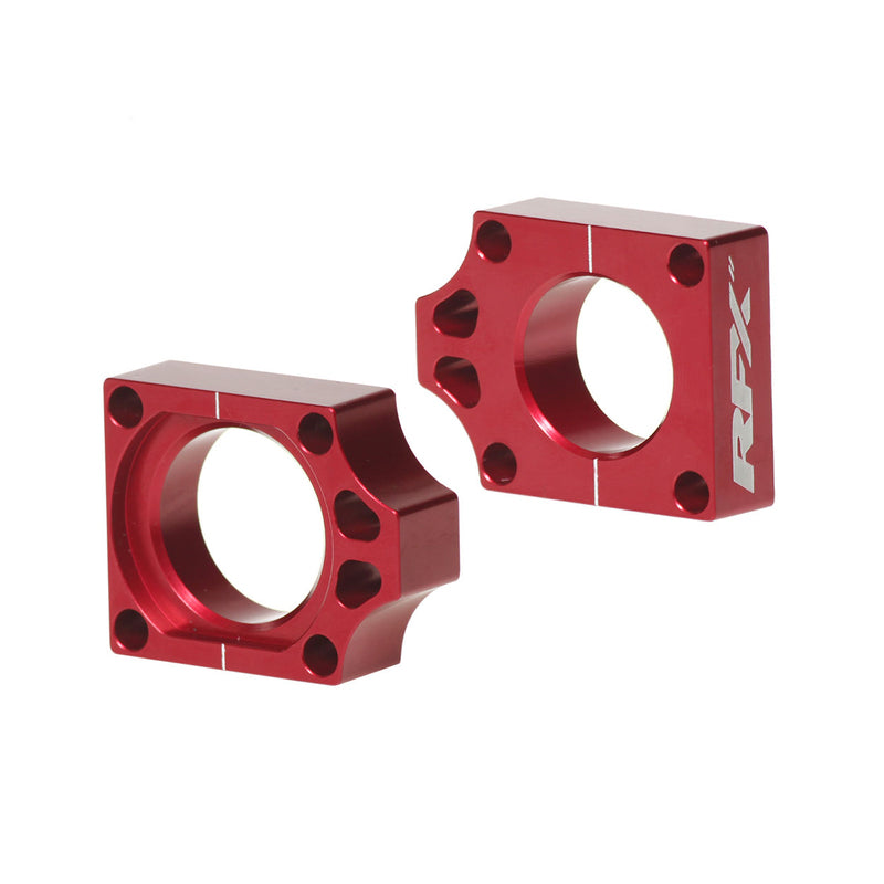 RFX Pro Rear Axle Adjuster Blocks (Red) - Honda CRF250/450