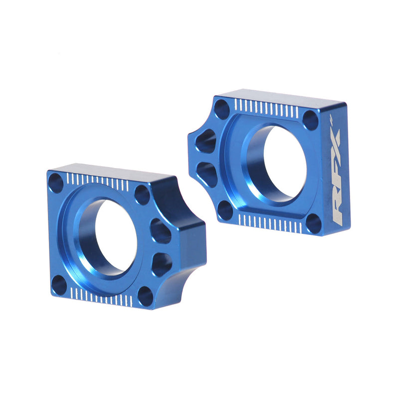 RFX Pro Rear Axle Adjuster Blocks (Blue) - Yamaha YZF250/450