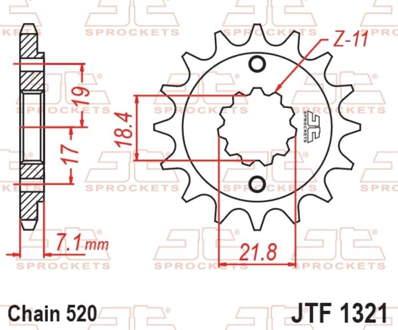 JT SPROCKETS Staal geluidsarm voortandwiel 1321 - 520
