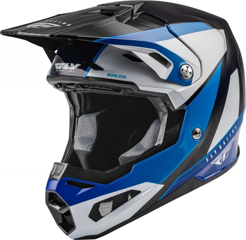 FLY RACING Formula Carbon Prime Helm - Blauw/Wit/Blauw Carbon - LG