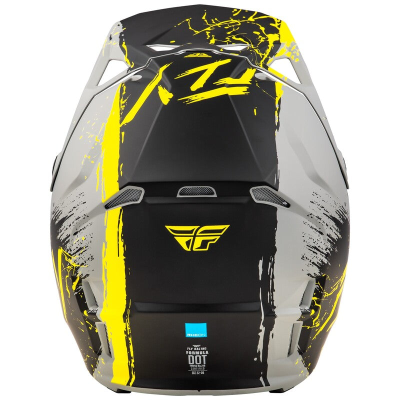 FLY RACING Formula CP Manic Helm - Matgrijs/Zwart/Geel