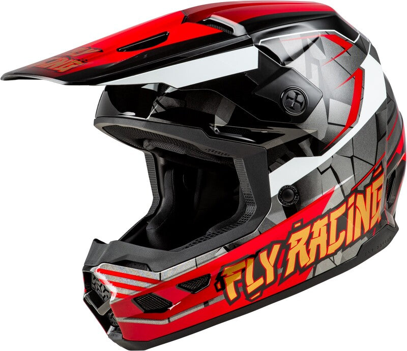 FLY RACING Kinetic Scorched Youth Kindermaat Helm - Rood/Zwart/Wit