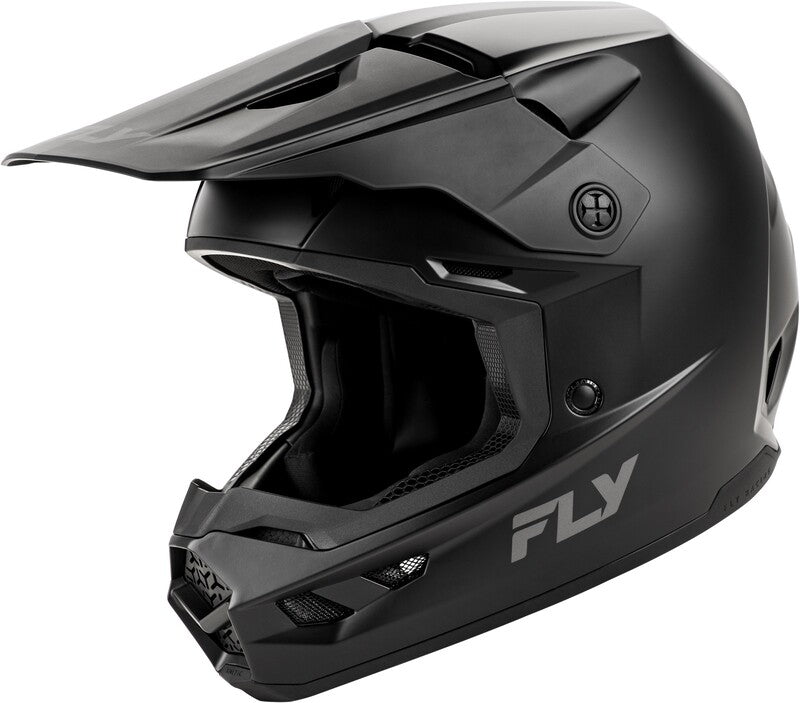 FLY RACING Kinetic Solid Youth Kindermaat Helm - Matzwart