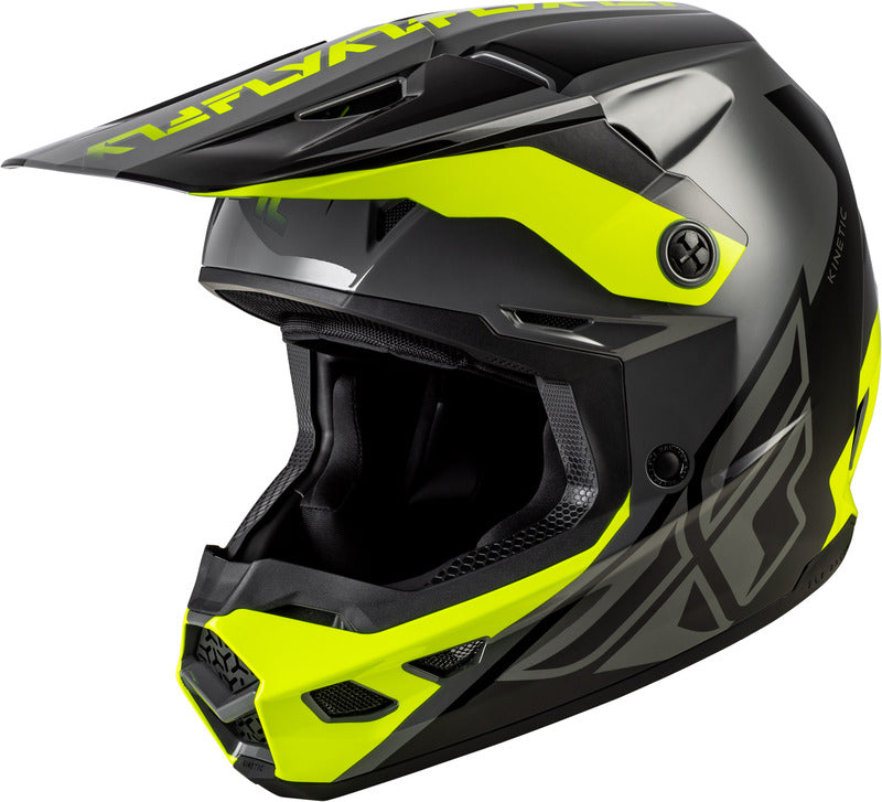 FLY RACING Kinetic Crest Helm - Zwart/Wit/Grijs