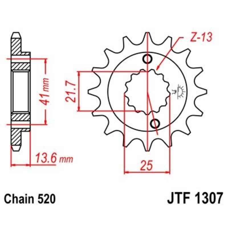 JT SPROCKETS Staal geluidsarm voortandwiel 1307 - 520