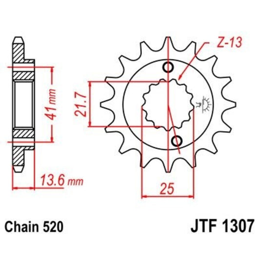 JT SPROCKETS Staal geluidsarm voortandwiel 1307 - 520