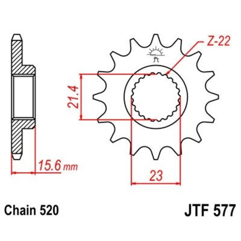 JT SPROCKETS Staal geluidsarm voortandwiel 577 - 520