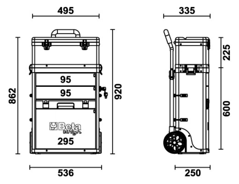 BETA Trolley with 2 modules ral9005 black 