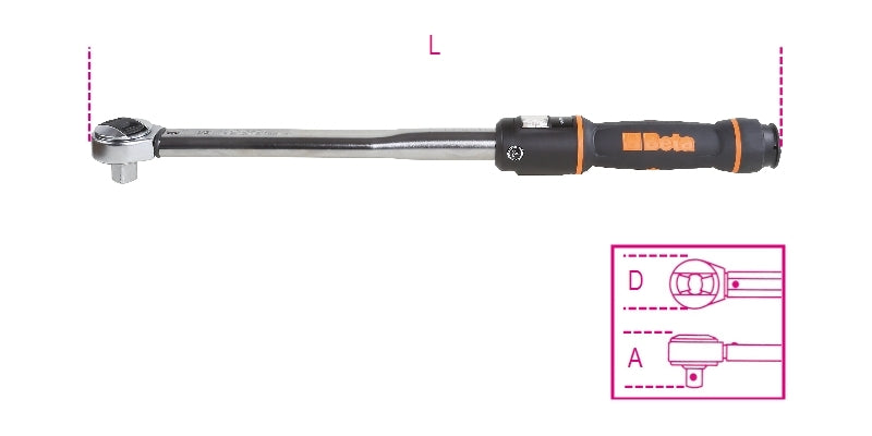 BETA Torque wrench 10-50nm 3/8" with reversible ratchets for clockwise tightening/torque accuracy ± 3% 666N/5 