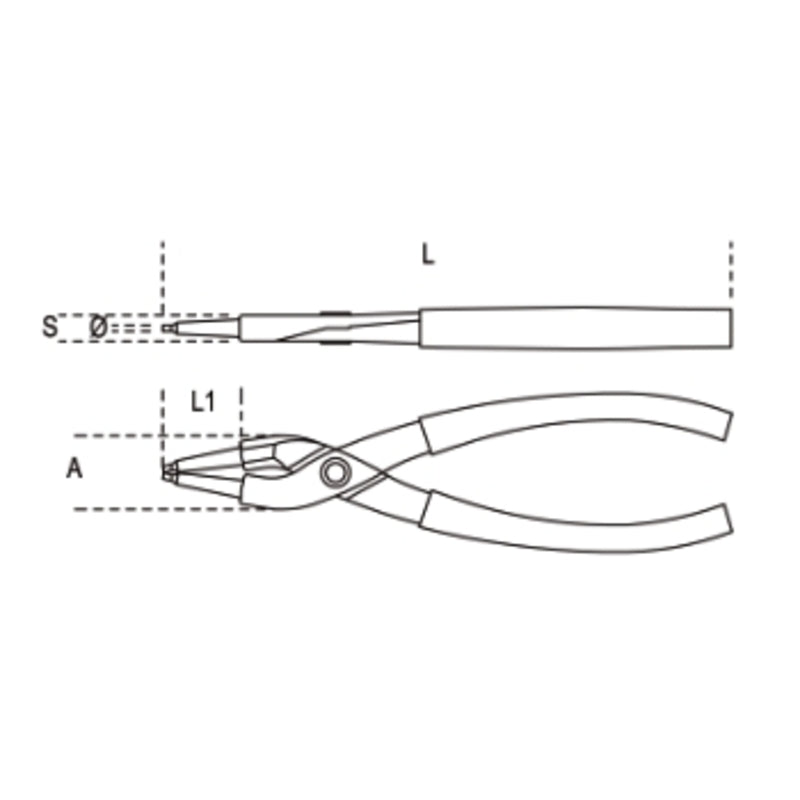 BETA Circlip Pliers Internal Straight Points Size 180 