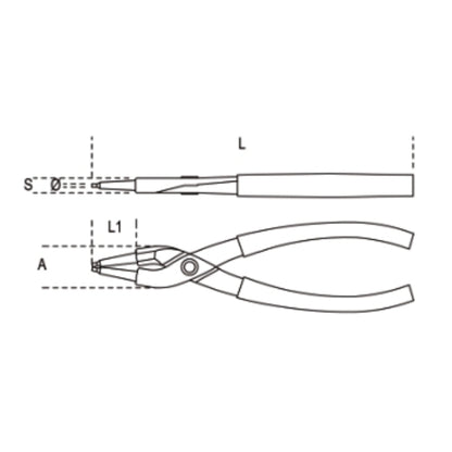 BETA Circlip Pliers Internal Straight Points Size 180 