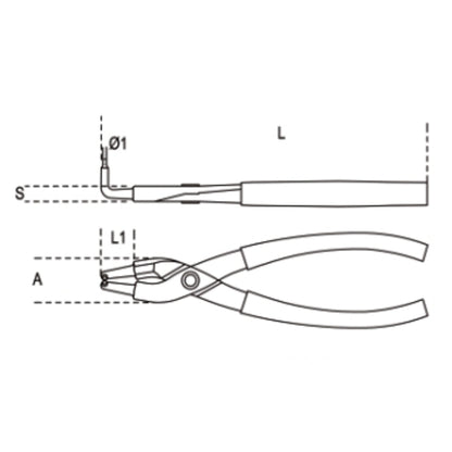 BETA Circlip Pliers Internal 90° Bend Points Size 170 