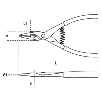 BETA Circlip Pliers External Straight Points Size 175 