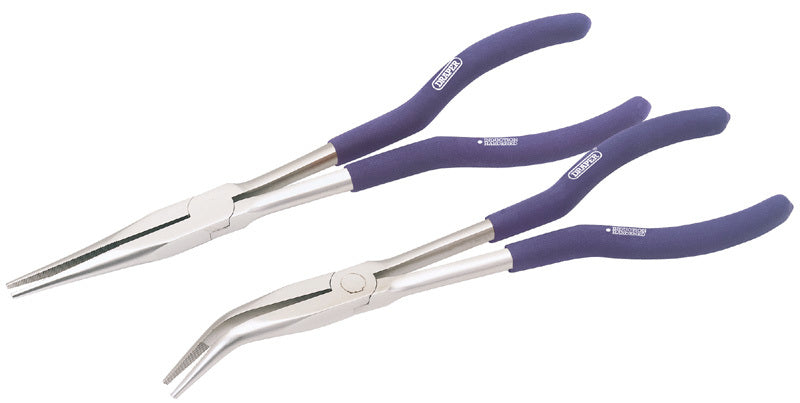 DRAPER XL Pliers set straight &amp; curved nose pliers extra long 280mm 2 pieces 