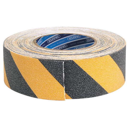 DRAPER Safety anti-slip tape zwart/geel 18m