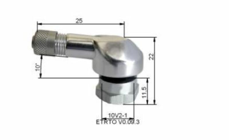 TUBELESS VALVE 80° SILVER L:25MM H:22MM Ø11,5MM IN ALU - PACK OF 10