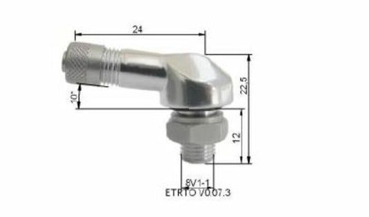 TUBELESS VENT. 80° ZILVER L:24MM H:22,5MM Ø8,5MM IN ALU - x10