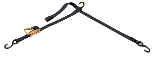 CARGO BUCKLE Tri-down Strap 1 Ratchet 3 Hooks Black 