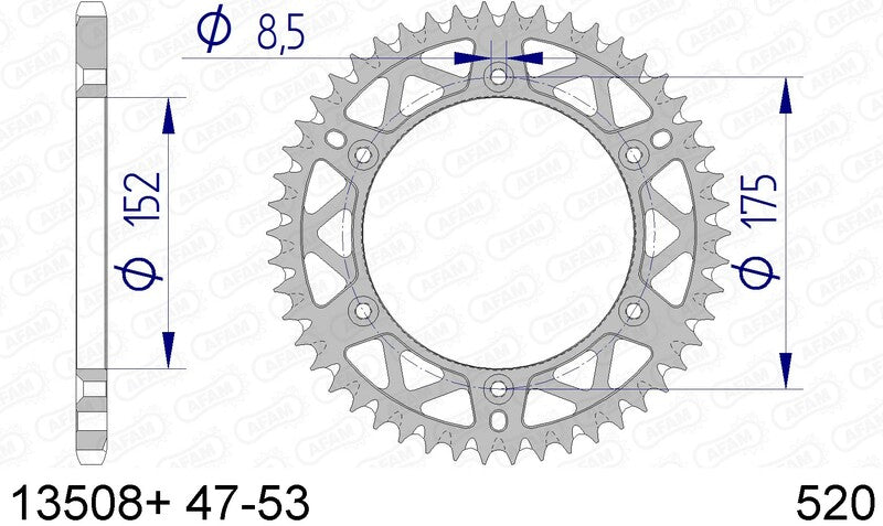 AFAM Aluminum ultra-light self-cleaning rear sprocket 13508 - 520