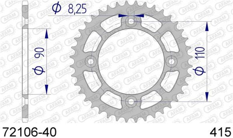 AFAM Aluminum rear sprocket 72106 - 415
