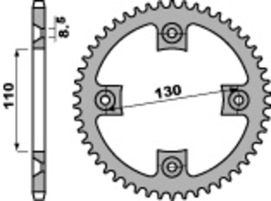 PBR Steel C45 standard rear sprocket 4306 - 420
