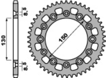 PBR Steel C45 standard rear sprocket 4308 - 520