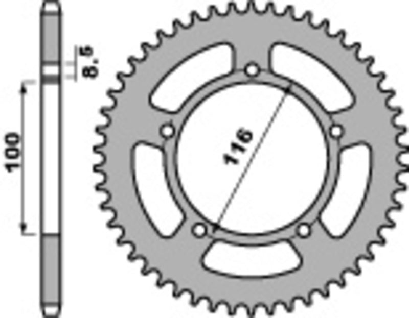 PBR Staal C45 standaard achtertandwiel 464 - 420