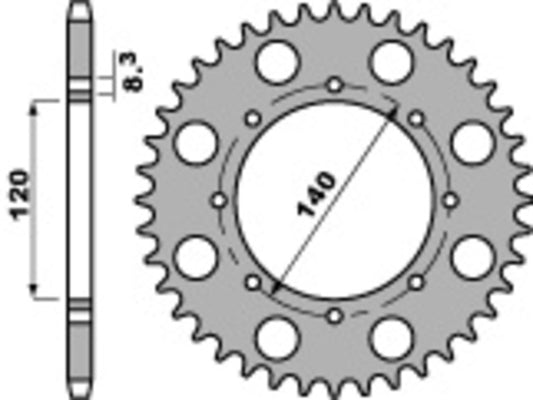PBR C45 Standaard staal achtertandwiel 491 - 520