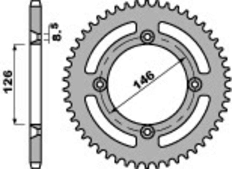 PBR Staal C45 standaard achtertandwiel 822 - 428