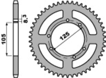 PBR Staal standaard achtertandwiel 4413 - 428