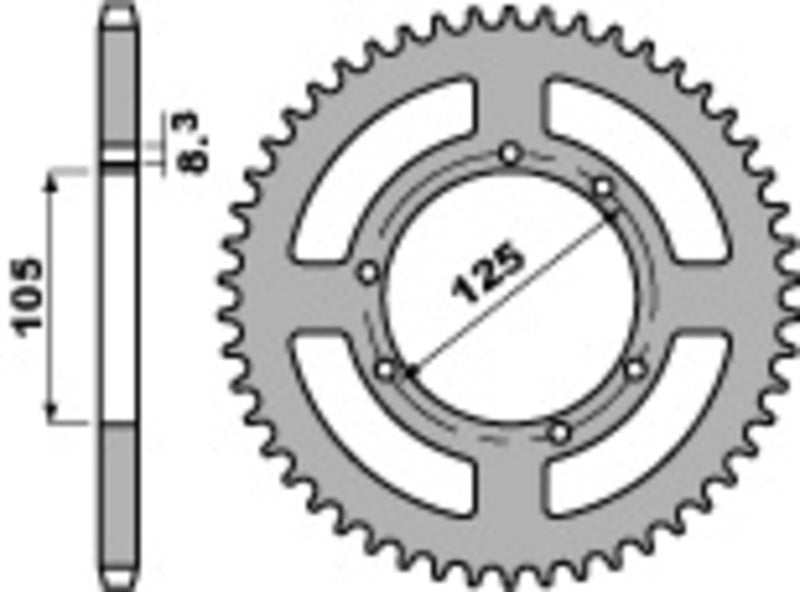 PBR Staal standaard achtertandwiel 4413 - 428