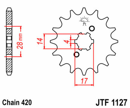 JT SPROCKETS Staal standaard voortandwiel 1127 - 420