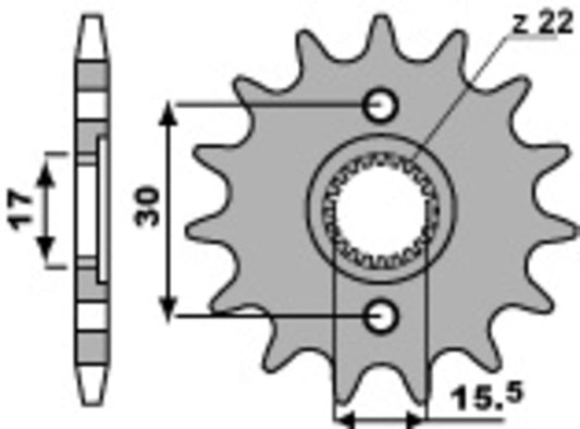 PBR Staal standaard voortandwiel 332M - 428