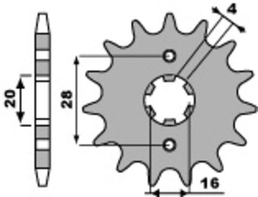 PBR Staal standaard voortandwiel 422 - 520