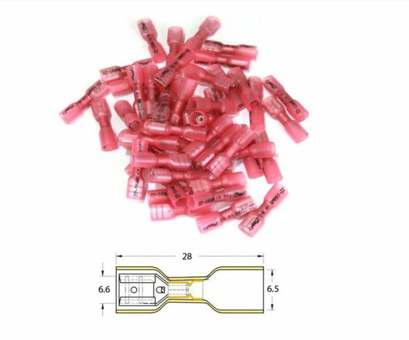 HEAT SHRINK TUBE WITH FLAT CLAMP VR-Ø0.5/1.5 -PACK X50 TRANSPARENT RED