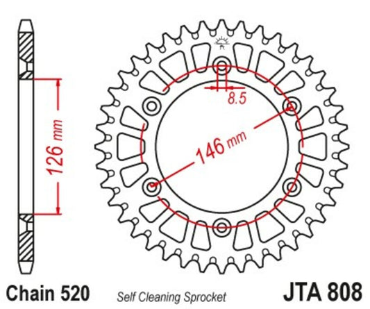 Rear sprocket JT SPROCKETS Aluminium Standard - 520