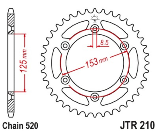 Rear sprocket JT SPROCKETS Steel Self cleaning - 520