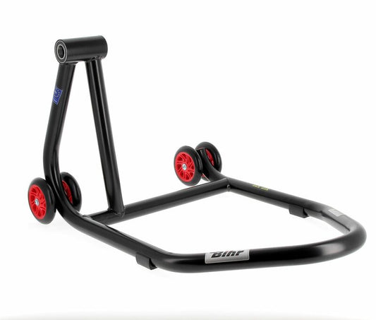 BIHR Home Track Paddock Stand Single Sided Left Black with Red Wheels
