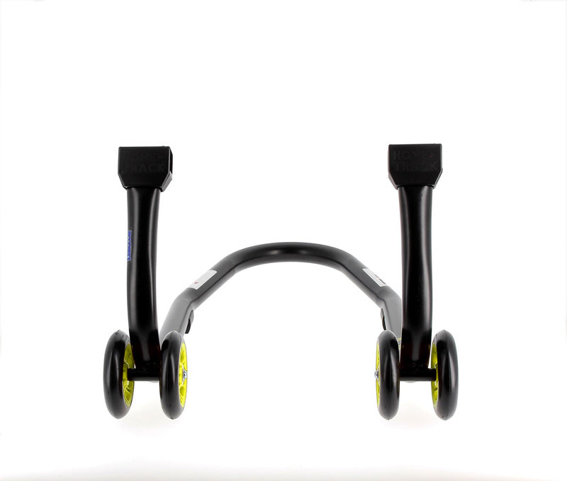 BIHR Home Track Paddock Stand Front Black with Yellow Wheels 