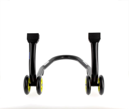 BIHR Home Track Paddock Stand Front Black with Yellow Wheels 